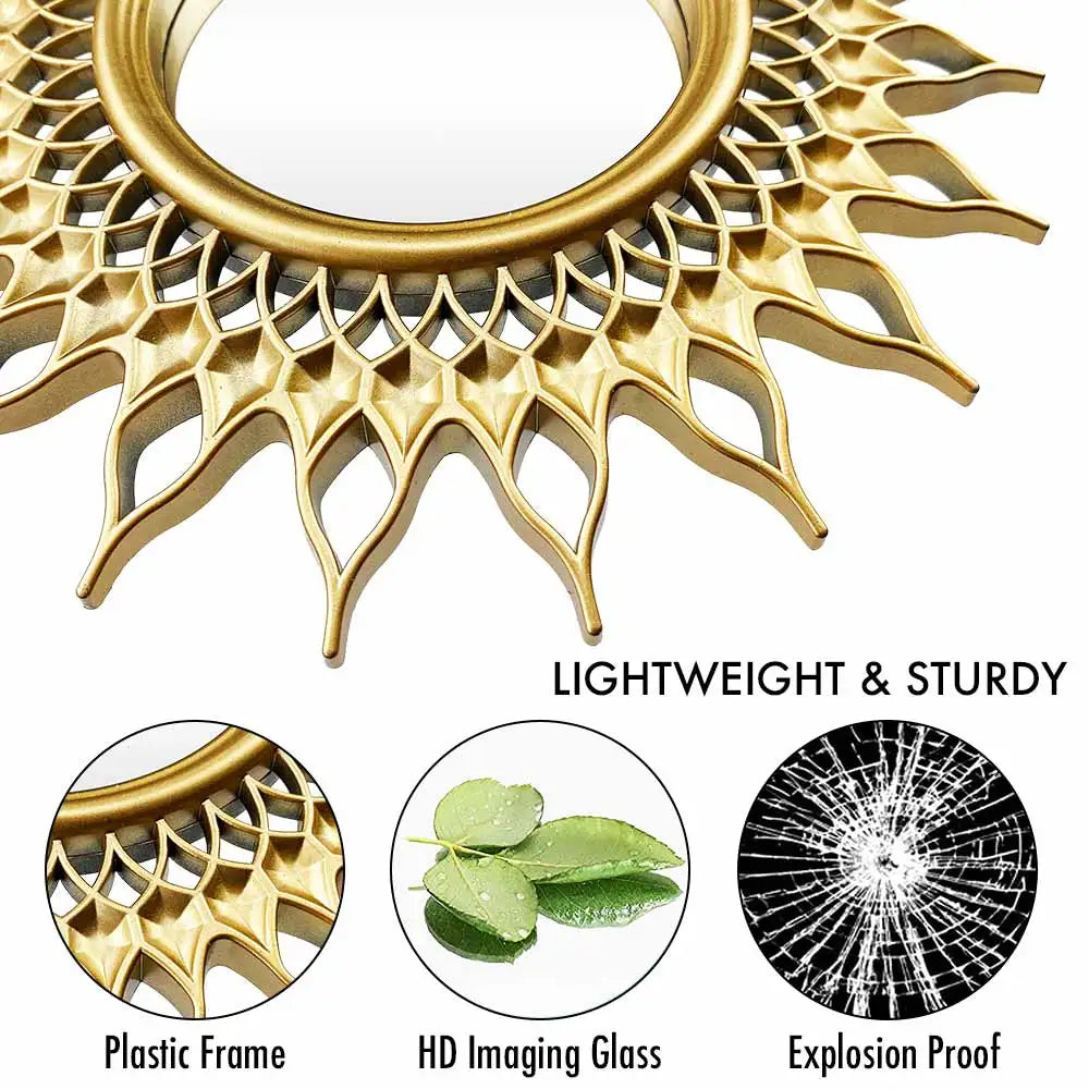 Sun Mirror Gold Round Decorative Mirror