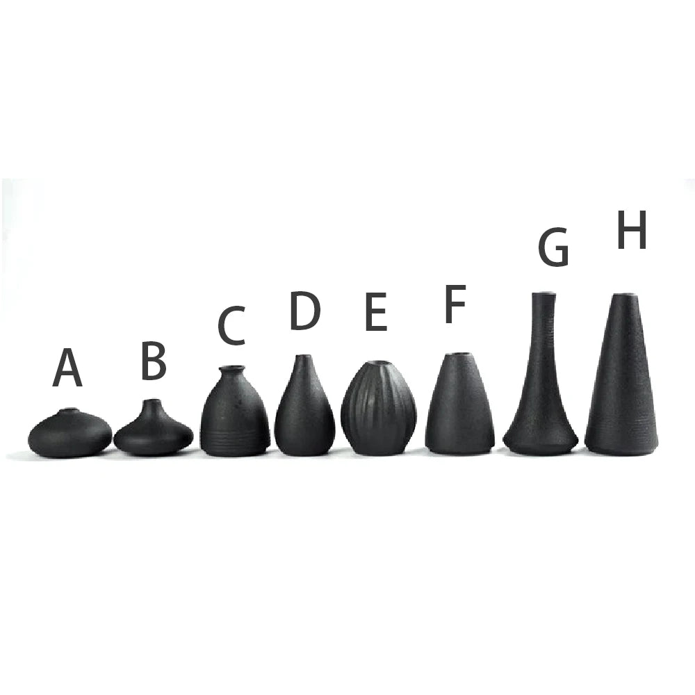Japanese Black Ceramic Vase for Decor