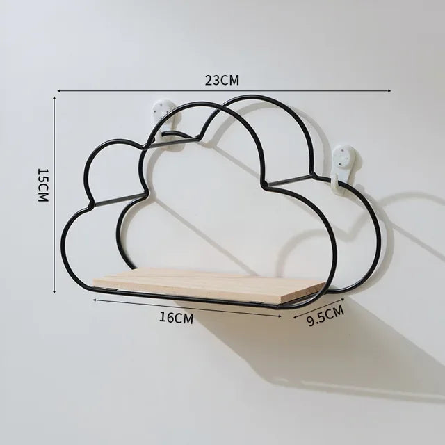 Creative Cloud Iron Wood Wall Shelf