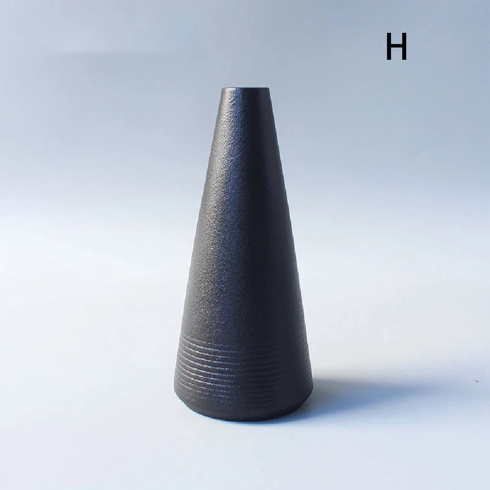 Japanese Black Ceramic Vase for Decor