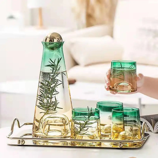 5Pcs Transparent Gradient Pitcher Tea Cup Set