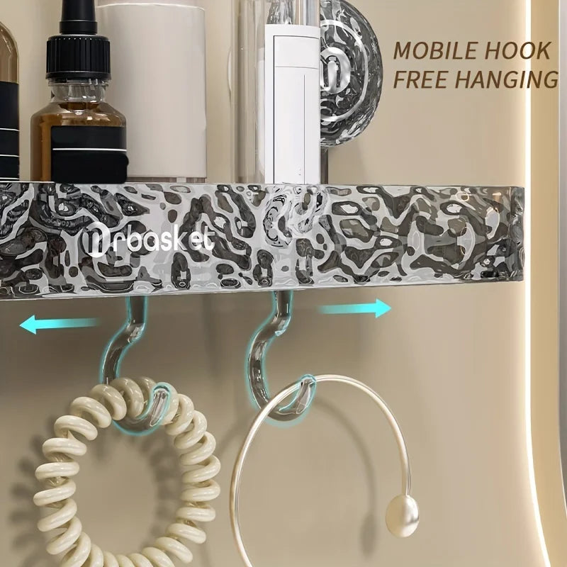 Elegant Glacier Suction Cup Bathroom Organizer