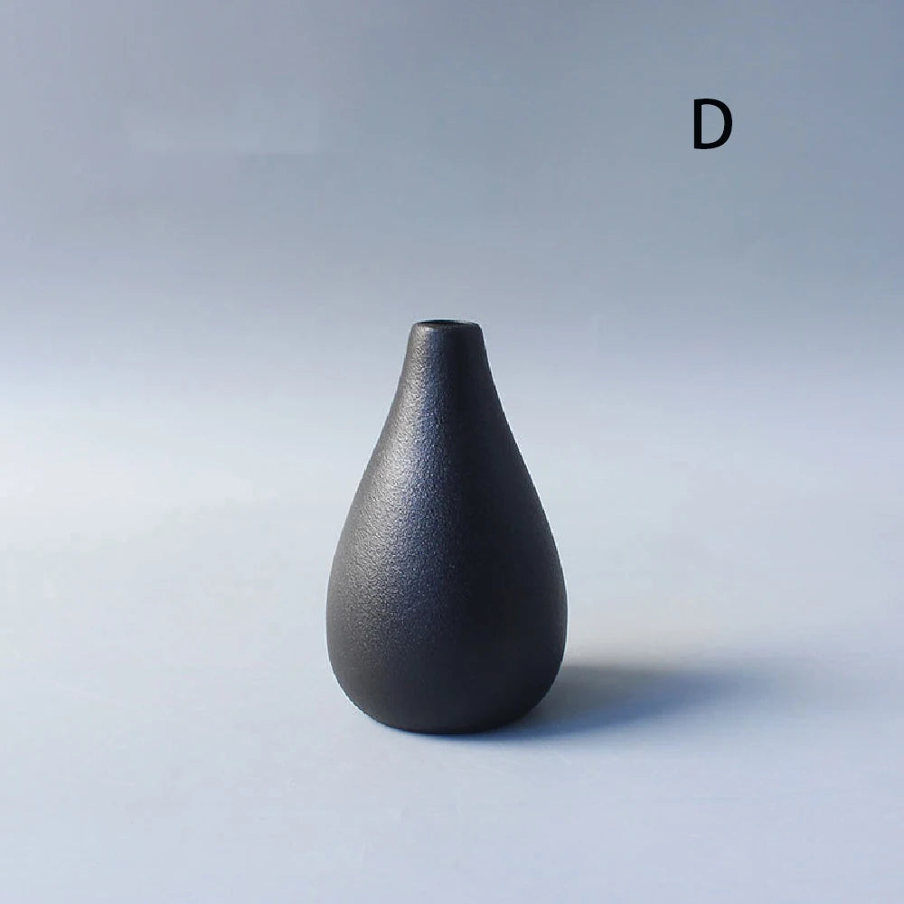 Japanese Black Ceramic Vase for Decor