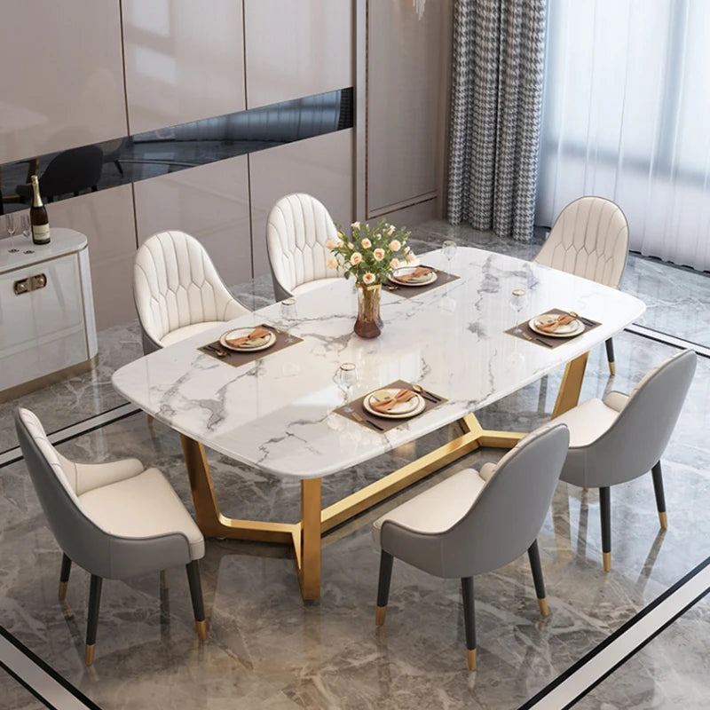 Italian Luxury Modern Marble Dining Table Set