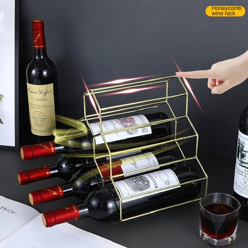 Modern Metal Honeycomb Wine Rack