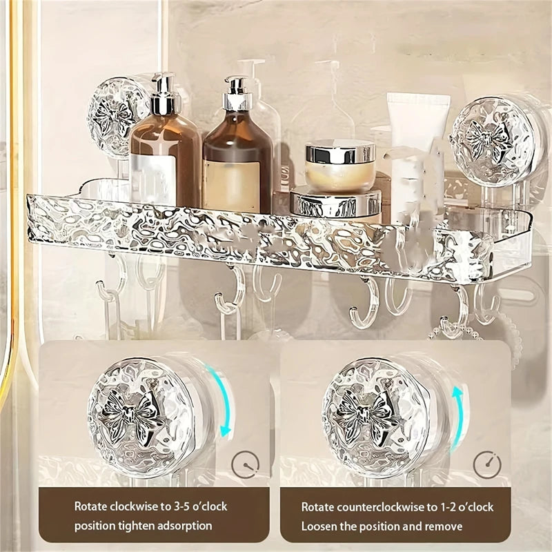 Elegant Glacier Suction Cup Bathroom Organizer