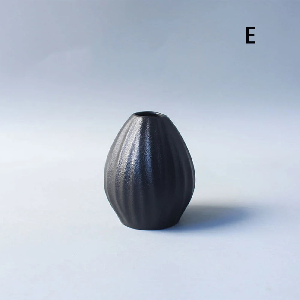 Japanese Black Ceramic Vase for Decor