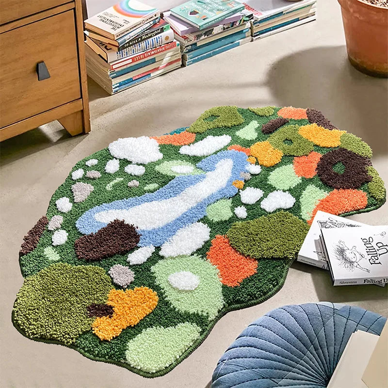 Luxury Green Moss Style Back Rug