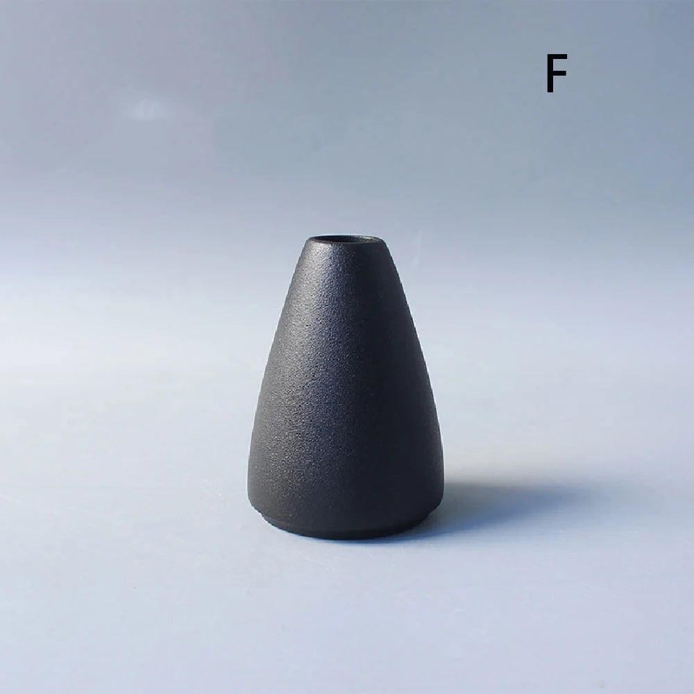 Japanese Black Ceramic Vase for Decor