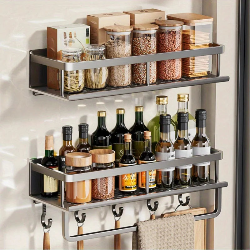 Black Wall-mounted Kitchen Shelves