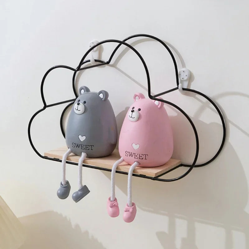 Creative Cloud Iron Wood Wall Shelf