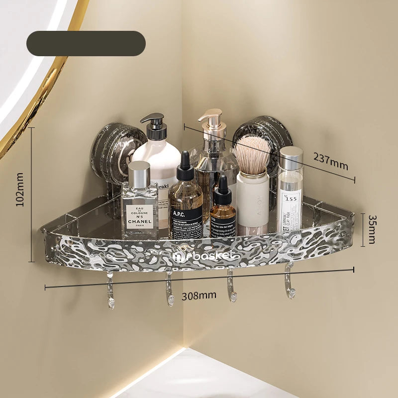 Elegant Glacier Suction Cup Bathroom Organizer